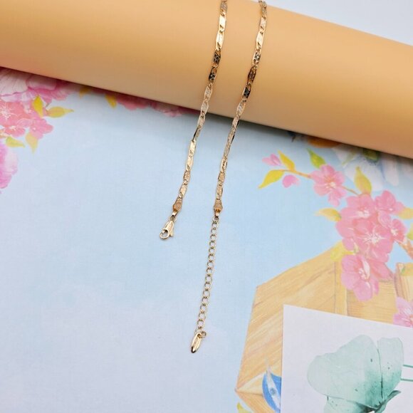 Textured Rose Gold Chain Necklace, 18+2 Inch, Gold Plated Brass, XPNL0104 - Picture 9 of 12